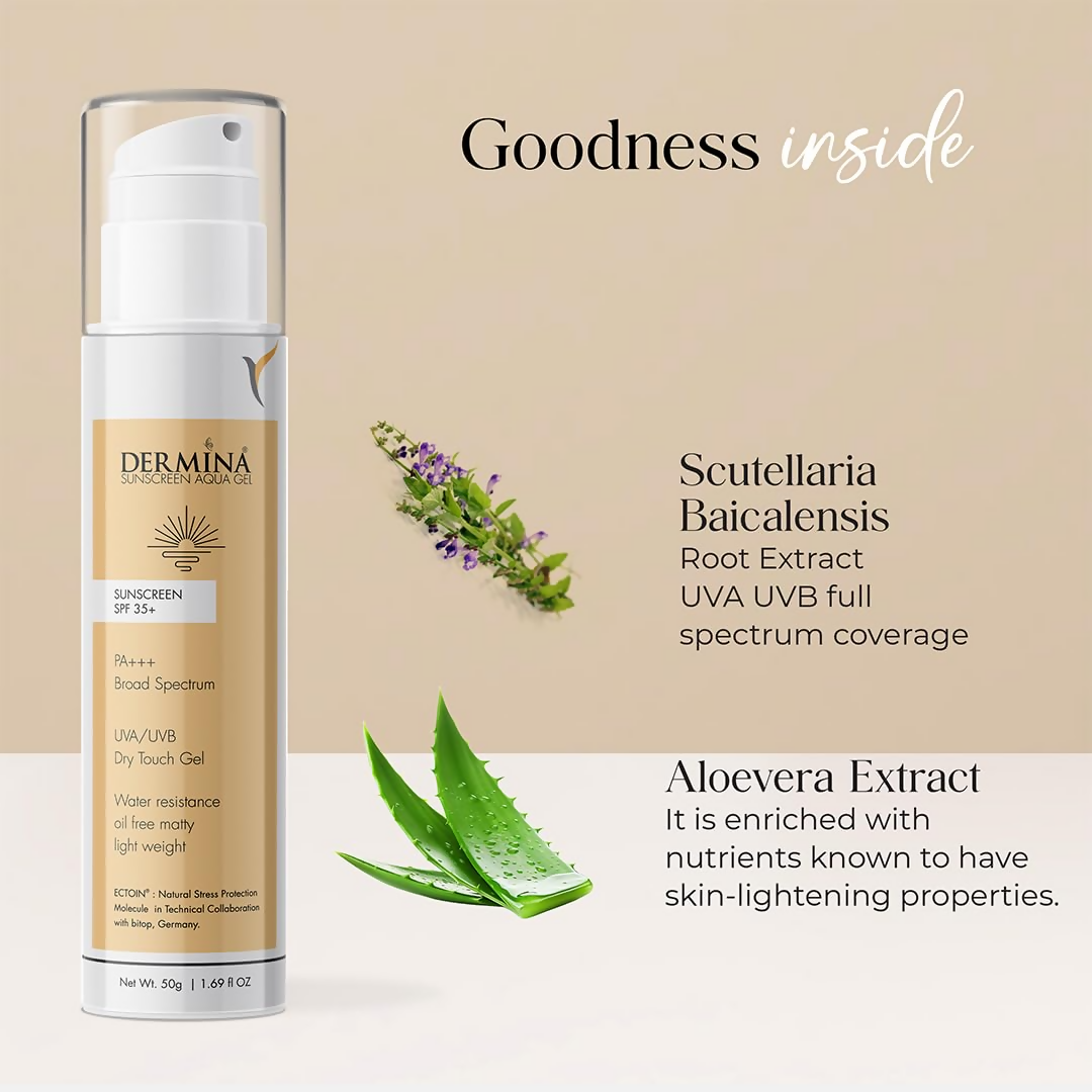 DERMINA Sunscreen Aqua Gel SPF 35+ PA+++ Broad Spectrum | Grocsy