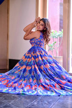 Casual Designer Blue Cotton Silk Gown - Anbazaar | Grocsy