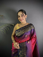 Joban Fashion Red Handloom Silk Ikkat Saree | Grocsy