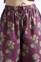 Breathables Wine Butta Cotton Co-Ord Set – Kurta With Straight Pants | Grocsy