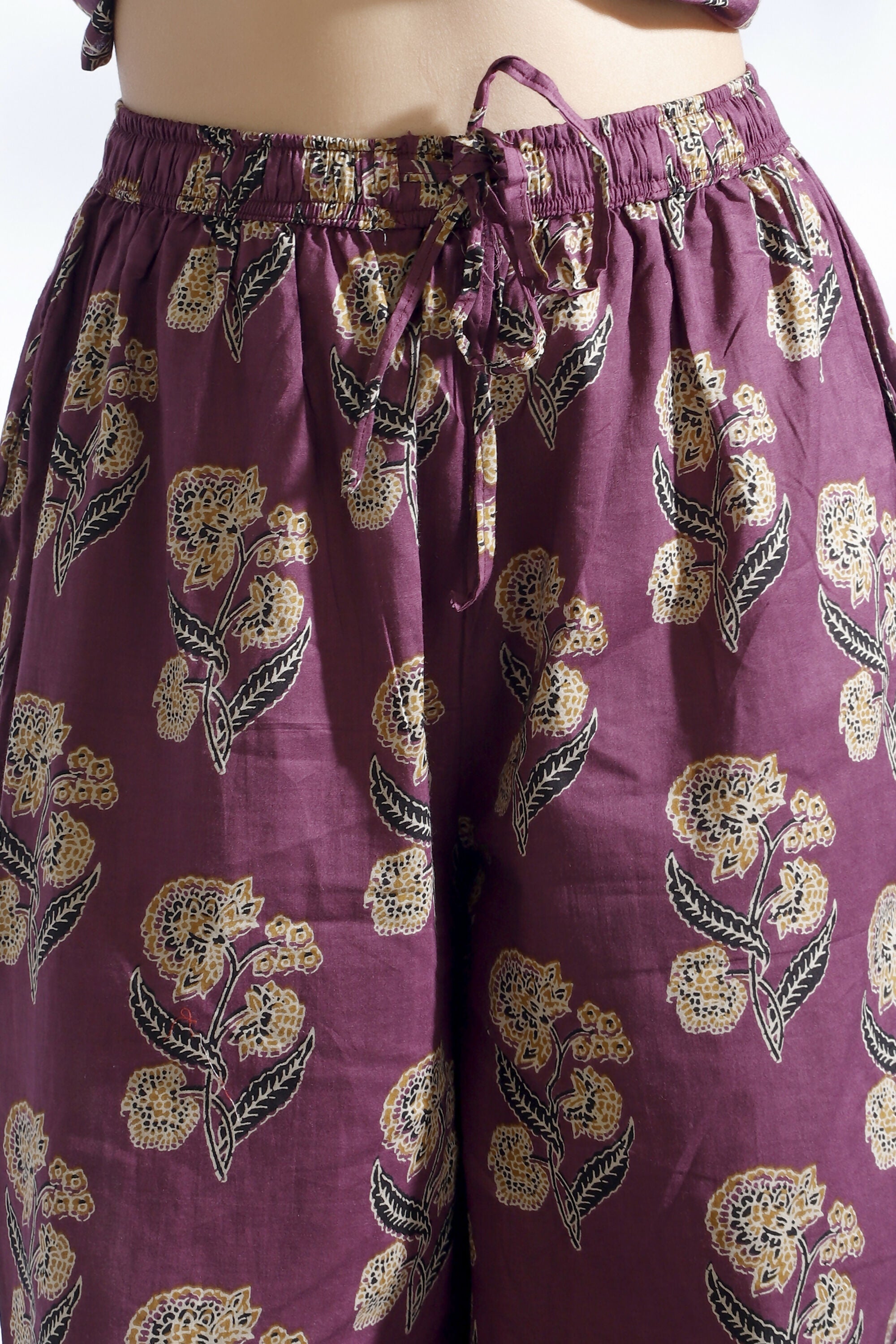 Breathables Wine Butta Cotton Co-Ord Set – Kurta With Straight Pants | Grocsy