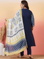 Sztori Women Floral Yoke Design Regular Gotta Patti Kurta with Trousers & With Dupatta | Grocsy