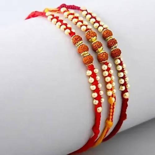 Set of 3 Sleek Rudraksha Rakhi and Cashew Jar | Grocsy