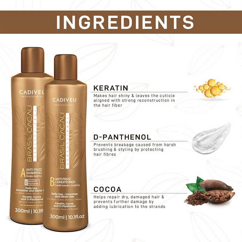 Cadiveu Brasil Cacau Anti Frizz Shampoo & Conditioner Combo | Grocsy