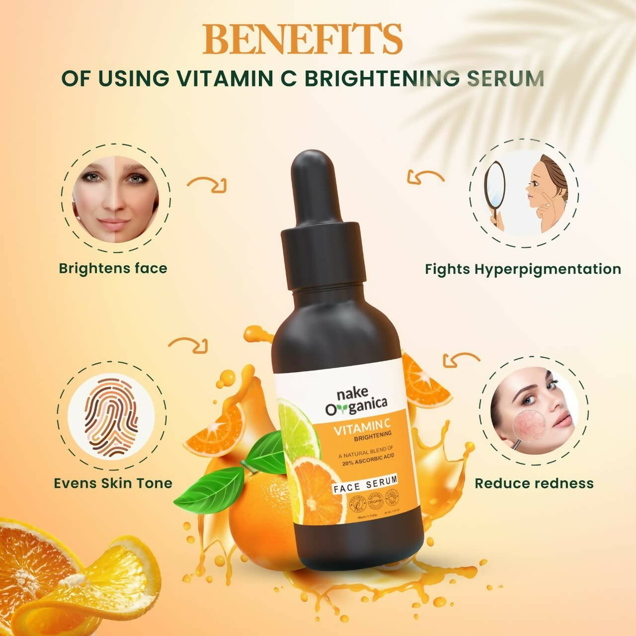 Nake Organica Vitamin C Brightening Face Serum | Grocsy