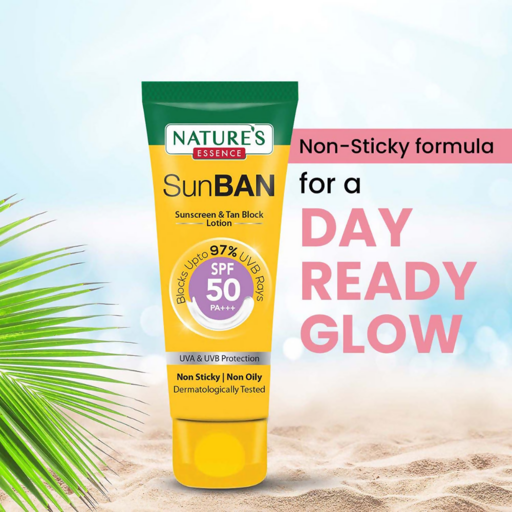 Nature's Essence Sunban Sunscreen & Tan Block Lotion SPF 50 | Grocsy