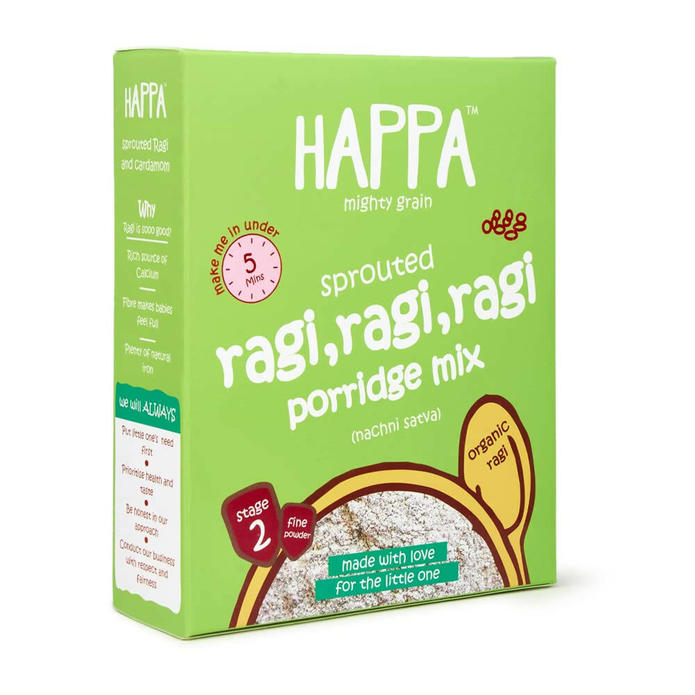 Happa Organic Baby Food Sprouted Ragi Porridge Mix-Stage 2 | Grocsy