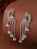 NVR Women Rhodium-Plated Kundan Stone-Studded Beaded Jewellery Set | Grocsy