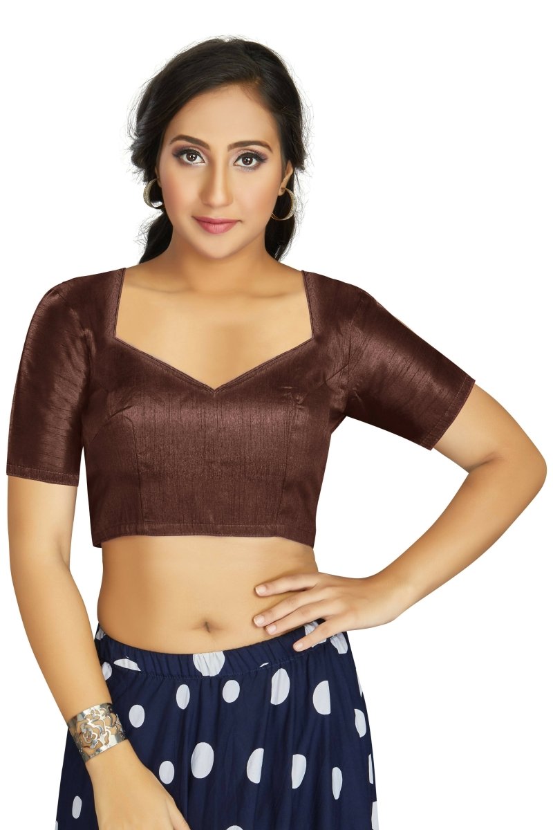 Aastha Fashion Women's Coffee Art Silk Designer Traditional Readymade Blouse | Grocsy