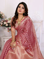 Aastha Fashion Light Pink Organza Silk Weaving Saree | Grocsy