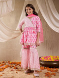 Joban Fashion Girl's Pink Color Sharara Set | Grocsy