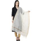 A R Silk Chanderi Piping Regular Dupatta off White Color Dupatta or Chunni | Grocsy