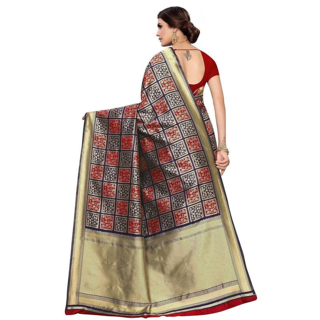 Vamika Banarasi Jaquard Blue Weaving Saree (Banarasi 21) | Grocsy