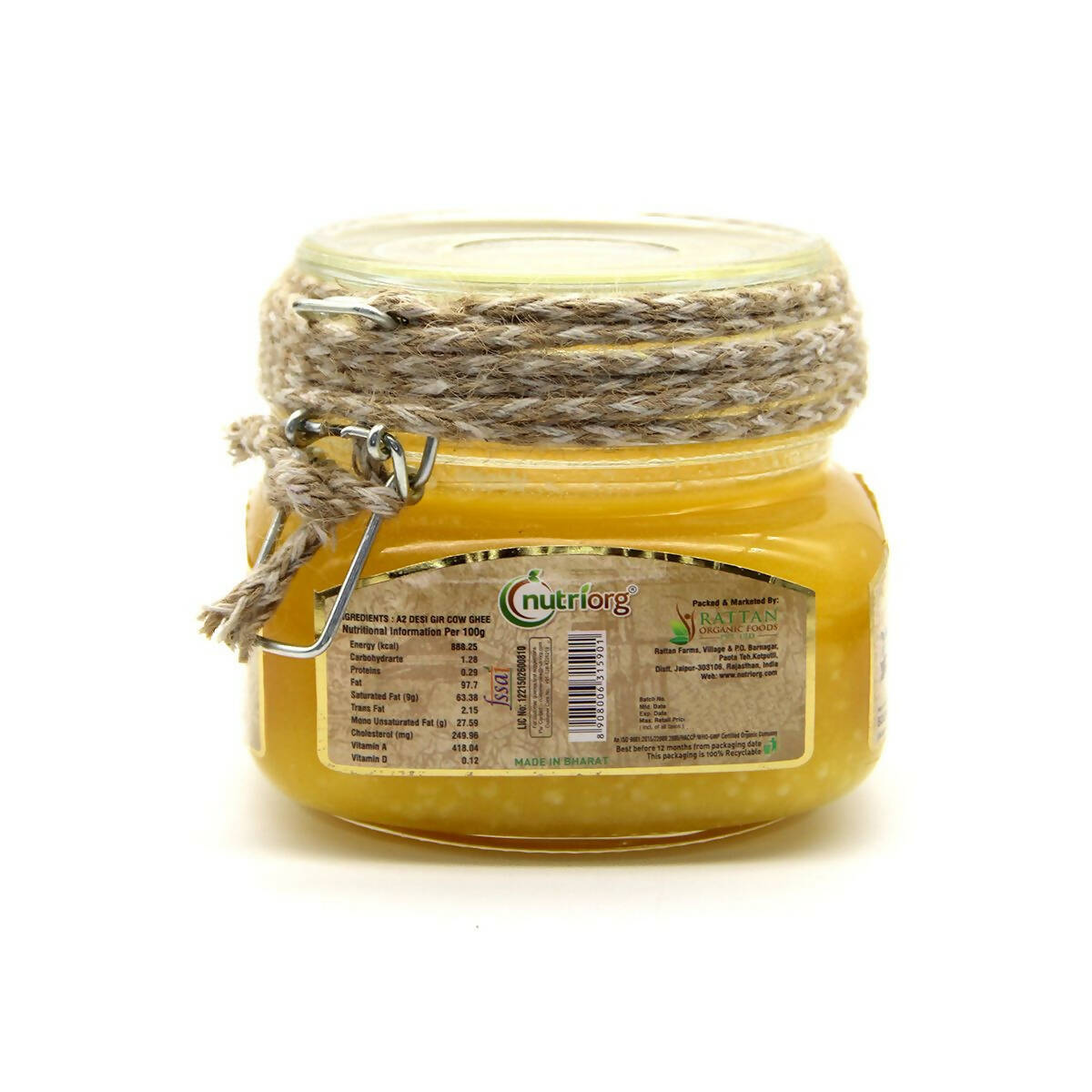 Nutriorg Desi Gir Cow Ghee | Organic Ghee From Desi Gir Cow | Homemade Cow Ghee | Grocsy