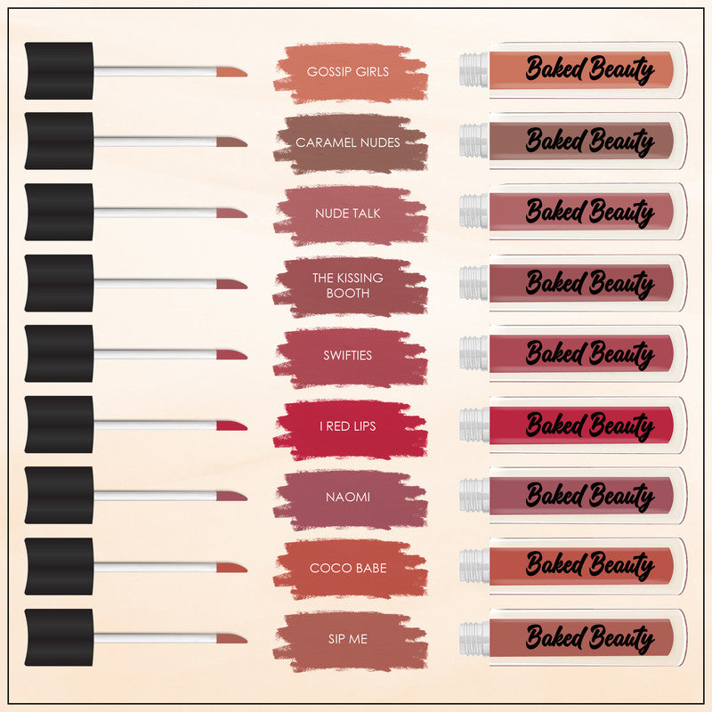 Baked Beauty Liquid Matte Lipstick Nude Palette (Set of 9) | Grocsy