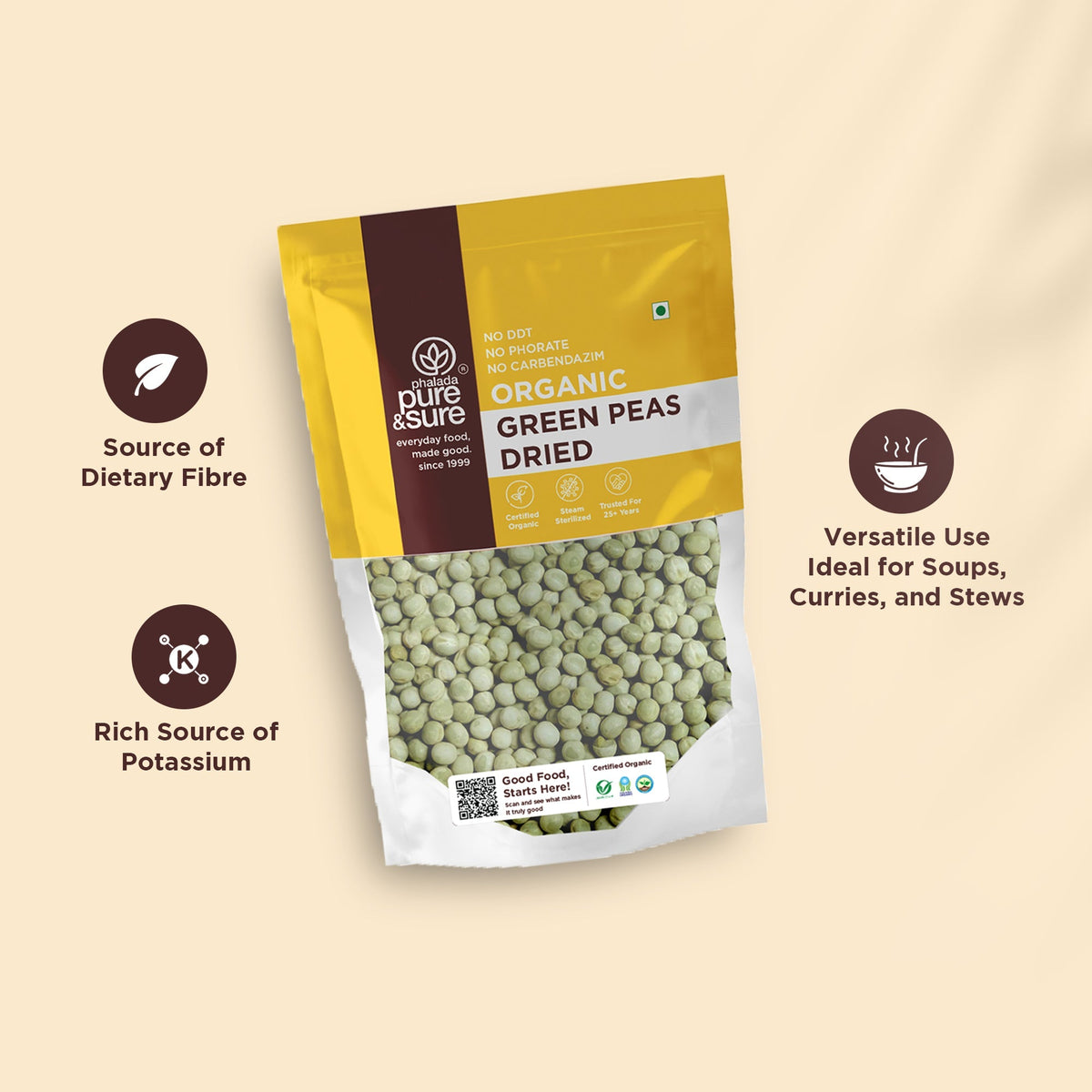 Pure & Sure Organic Green Peas Dried | Grocsy