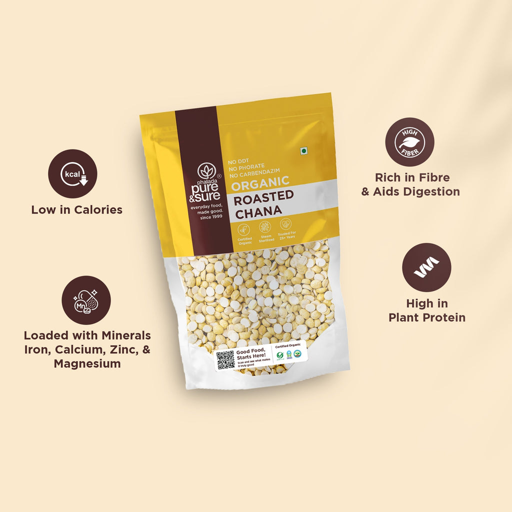 Pure & Sure Organic Roasted Channa | Grocsy