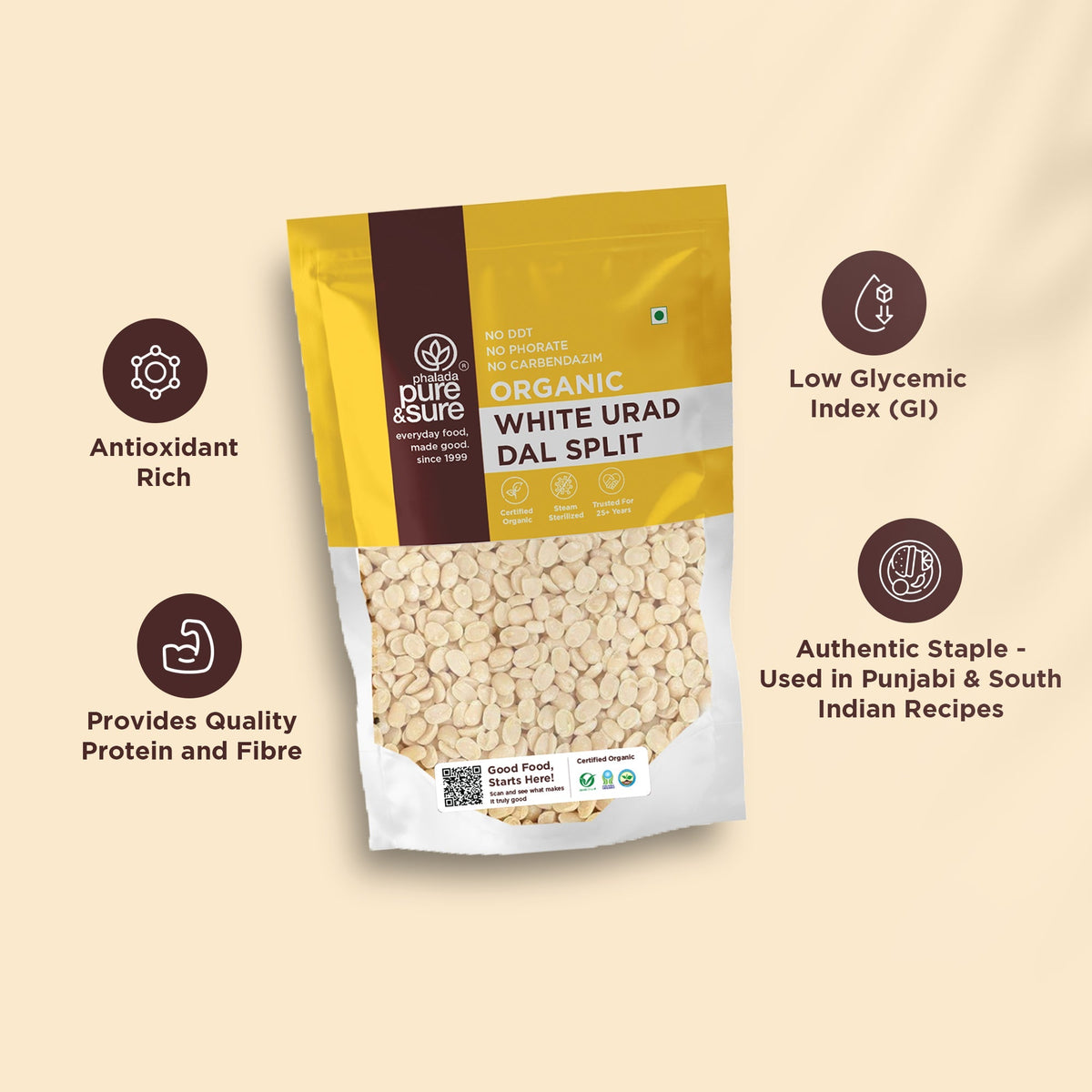 Pure & Sure Organic White Urad Dal Split | Grocsy