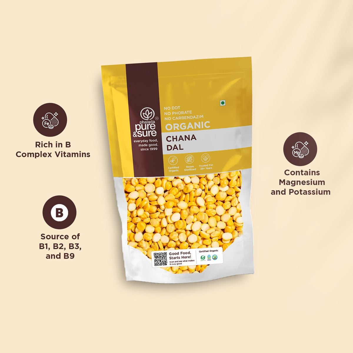 Pure & Sure Organic Chana Dal | Grocsy