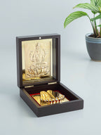 Golden Peacock Brown & 24 Ct Gold Foil Laxmi Ji Pooja Box | Grocsy