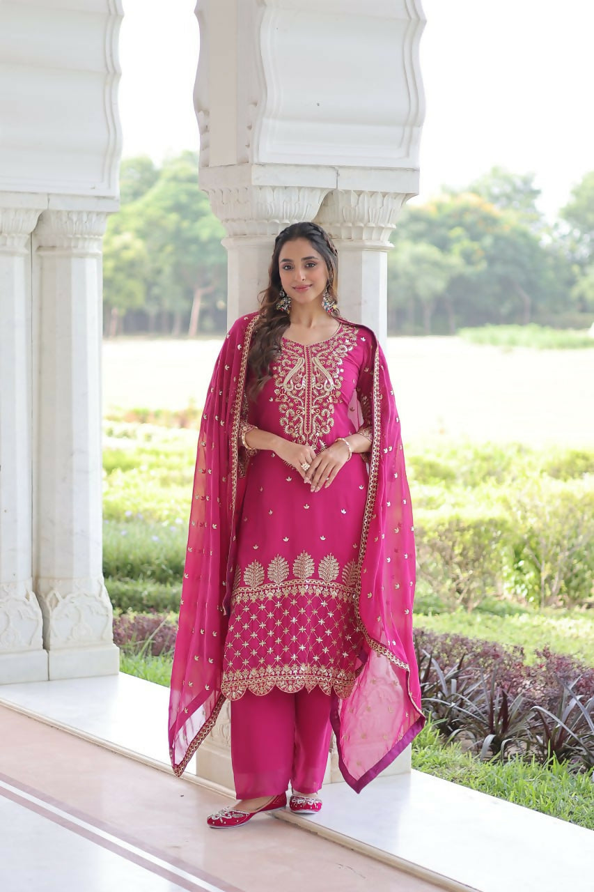 Teeya Creation Womens New Trendy Faux Blooming With Embroidered Work Kurta Set | Grocsy