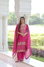 Teeya Creation Womens New Trendy Faux Blooming With Embroidered Work Kurta Set | Grocsy