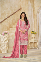 Anaita Pink Organza Crush Stitched Suit with Embroidery Work | Grocsy