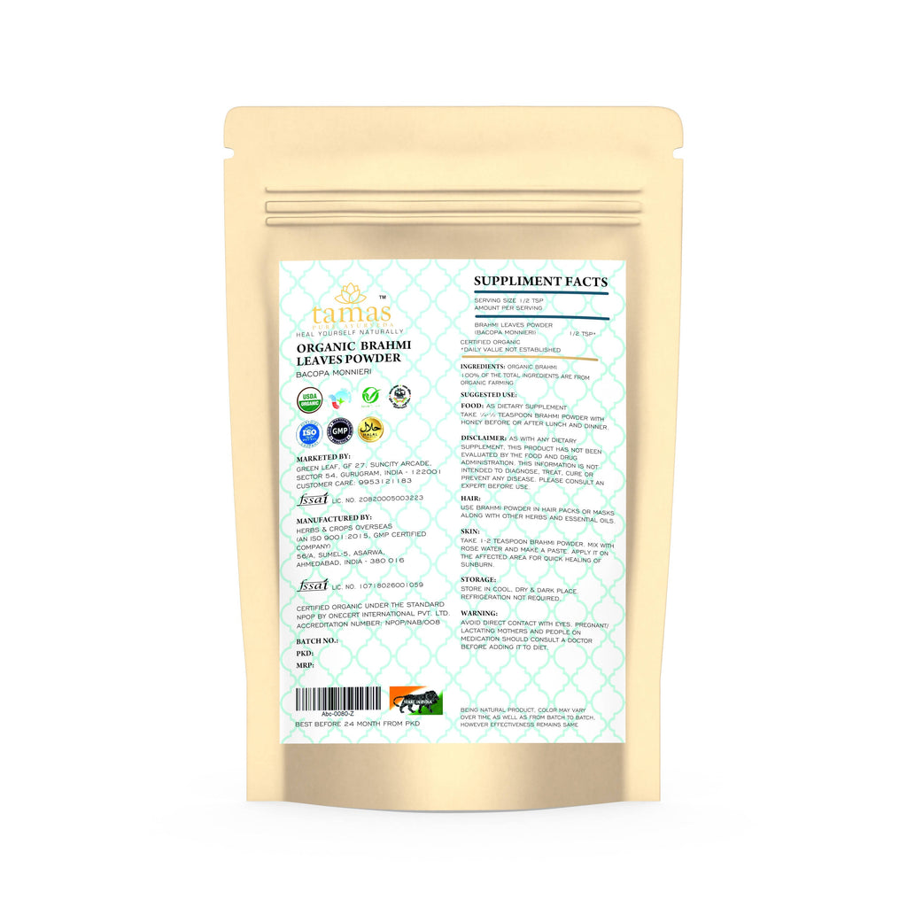 Tamas Pure Ayurveda Superfood Organic Brahmi Leaves Powder | Grocsy