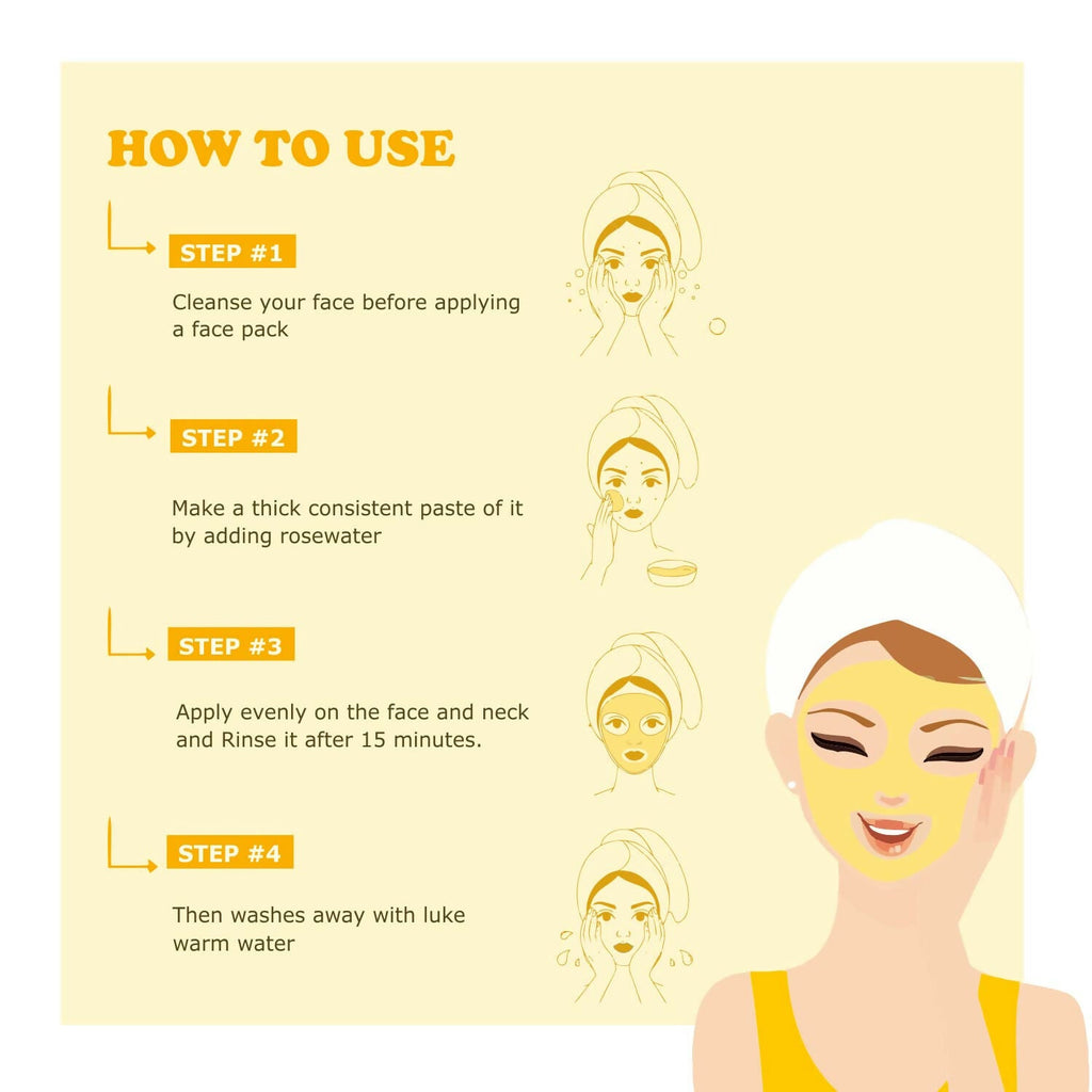 Kimayra Organic Turmeric + Orange Face Pack Powder For Brightening Skin, Help In Pigmentation, Wrinkles, Fine Lines & Scars | Grocsy