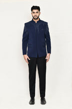 Joban Fashion Blue Colored Terry Rayon Fabric Prince Coat With Pant | Grocsy