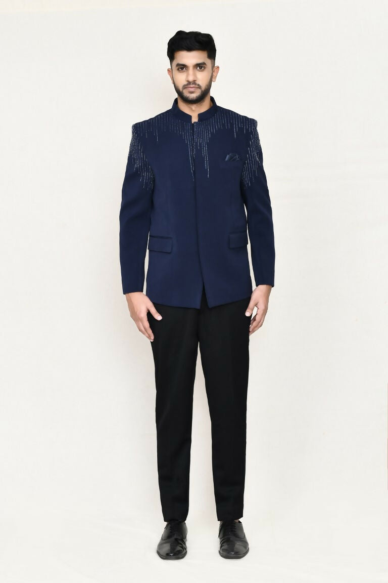 Joban Fashion Blue Colored Terry Rayon Fabric Prince Coat With Pant | Grocsy