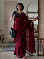 Suta Maroon Woven Design Pure Cotton Saree | Grocsy