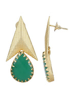 Joban Fashion Women Green Stone Matte Gold Earrings | Grocsy