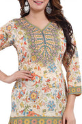 Snehal Creations Elegant Faux Crepe Printed Short Kurti Tunic | Grocsy