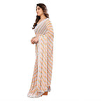 Women's Partywear Designer Orange Georgette Fancy Saree - Satrangi | Grocsy