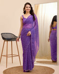 Purple Georgette Designer Printed Ready To Wear Saree - Ibiza | Grocsy