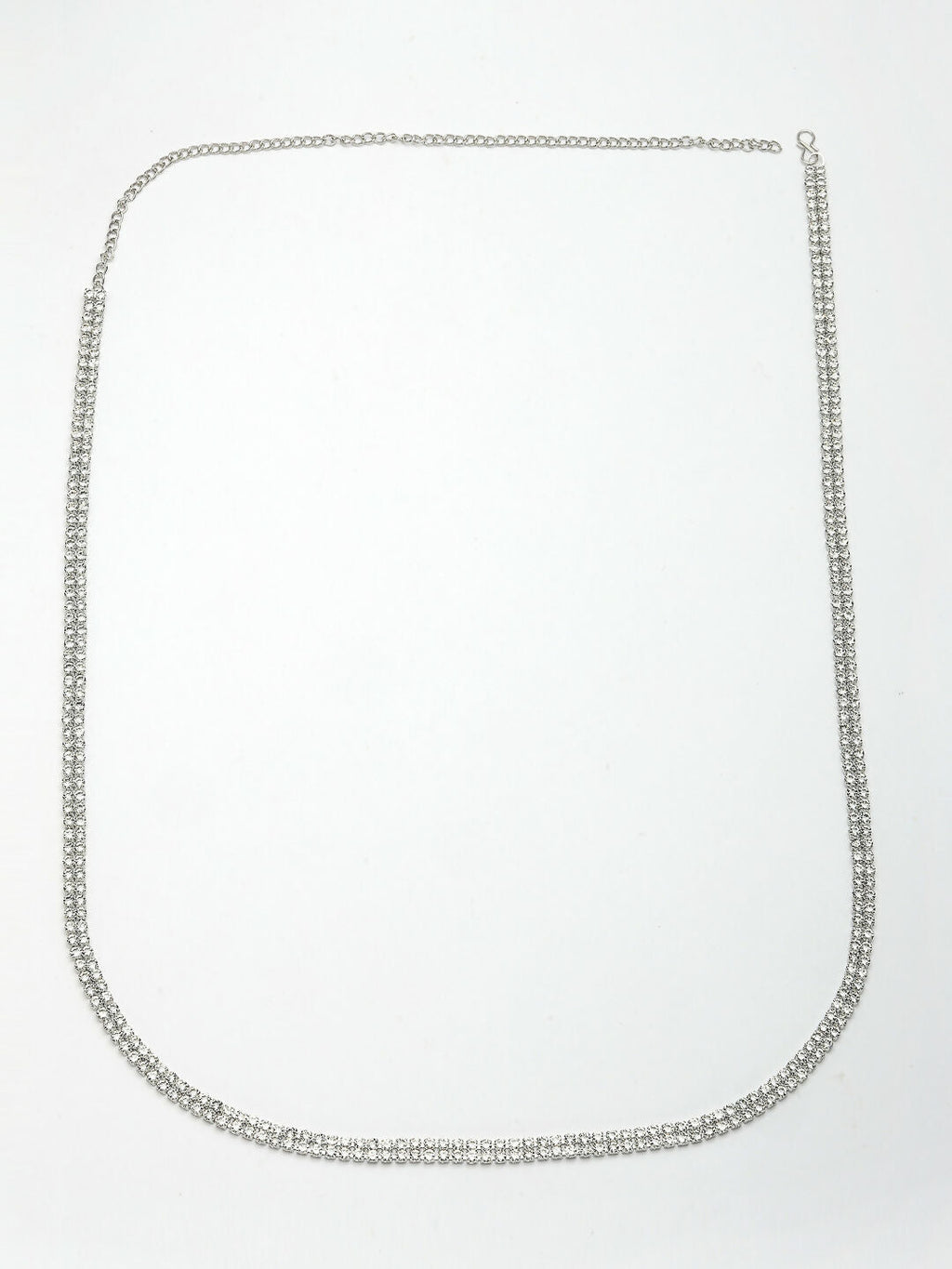 NVR Women's Silver-Plated AD-Studded Double Layered Kamarbandh Waist Chain | Grocsy
