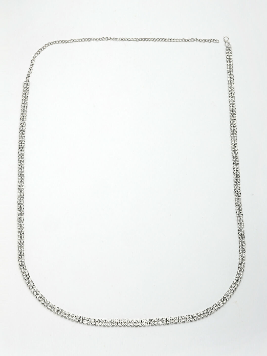 NVR Women's Silver-Plated AD-Studded Double Layered Kamarbandh Waist Chain | Grocsy