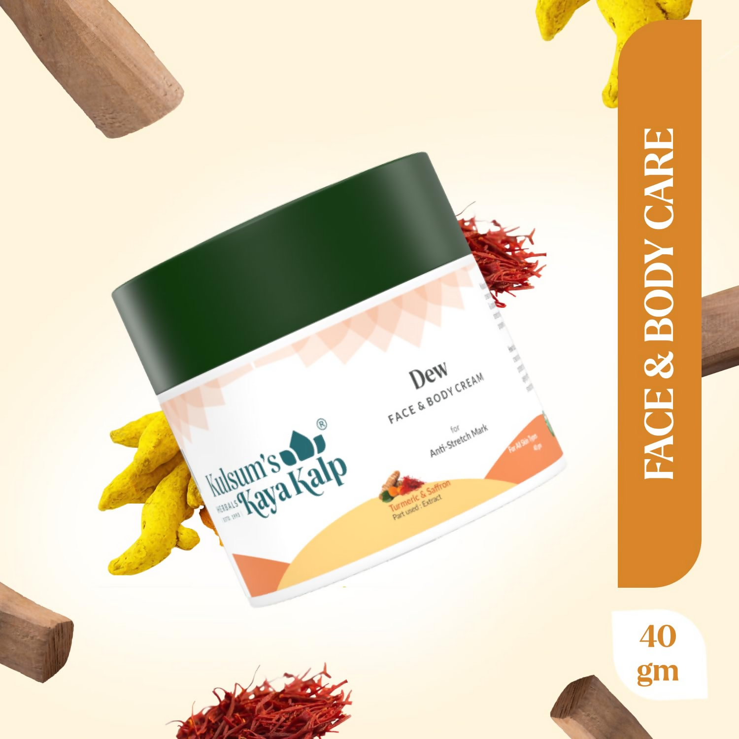Kulsum's Kaya Kalp Dew Face & Body Cream With Turmeric & Saffron For All Skin Types | Grocsy
