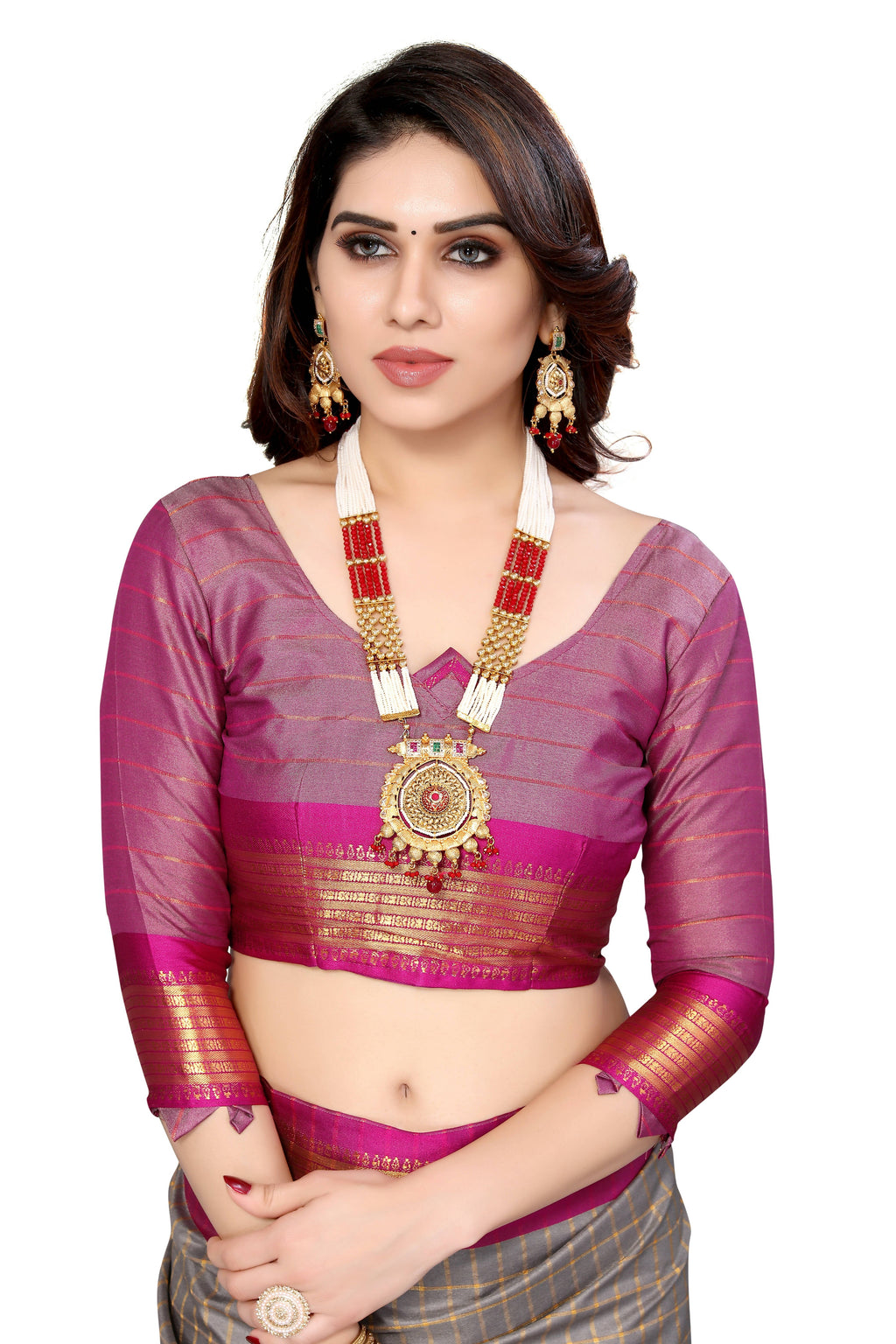 Vamika Weaving Beautiful Grey Cotton Silk Saree | Grocsy