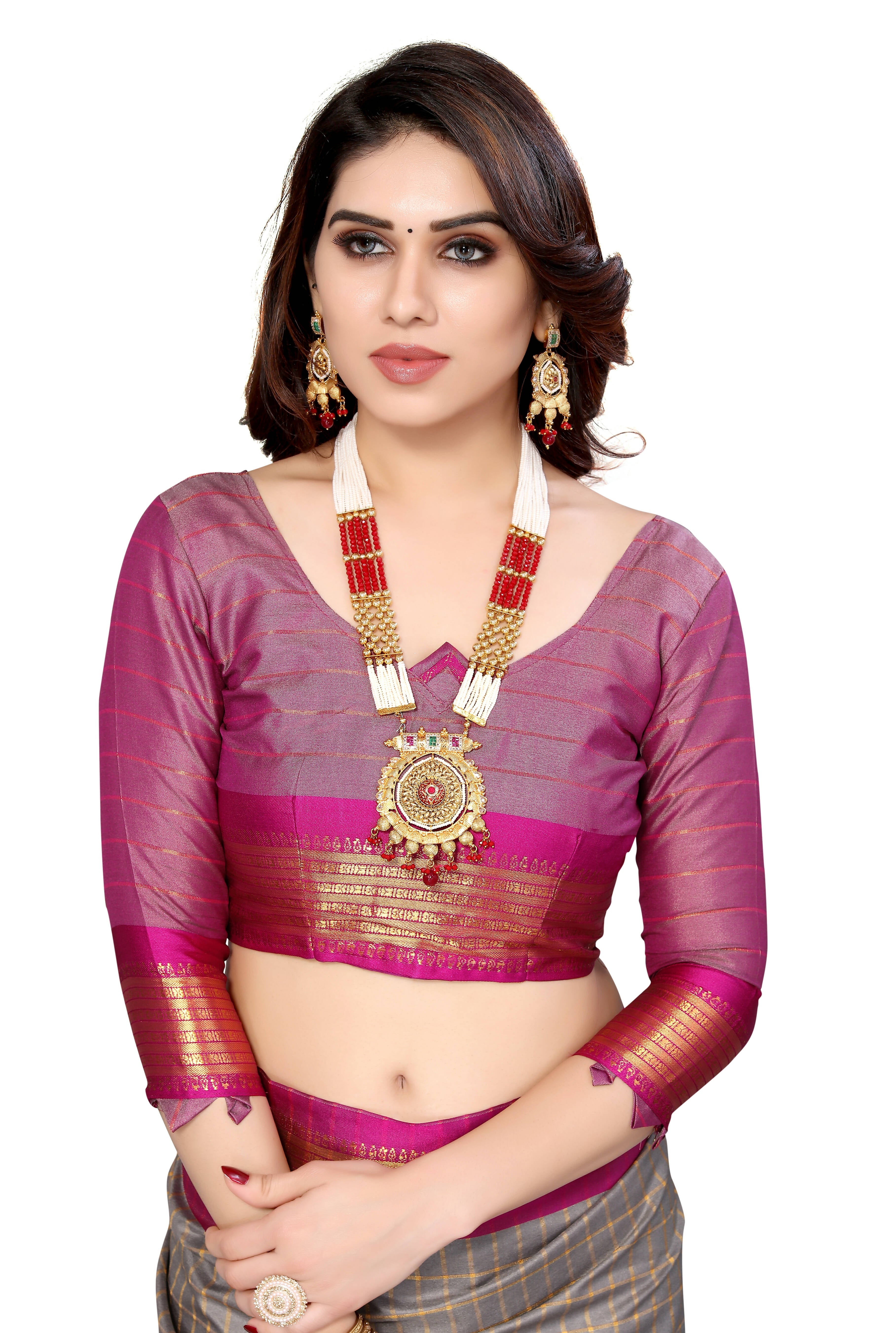 Vamika Weaving Beautiful Grey Cotton Silk Saree | Grocsy