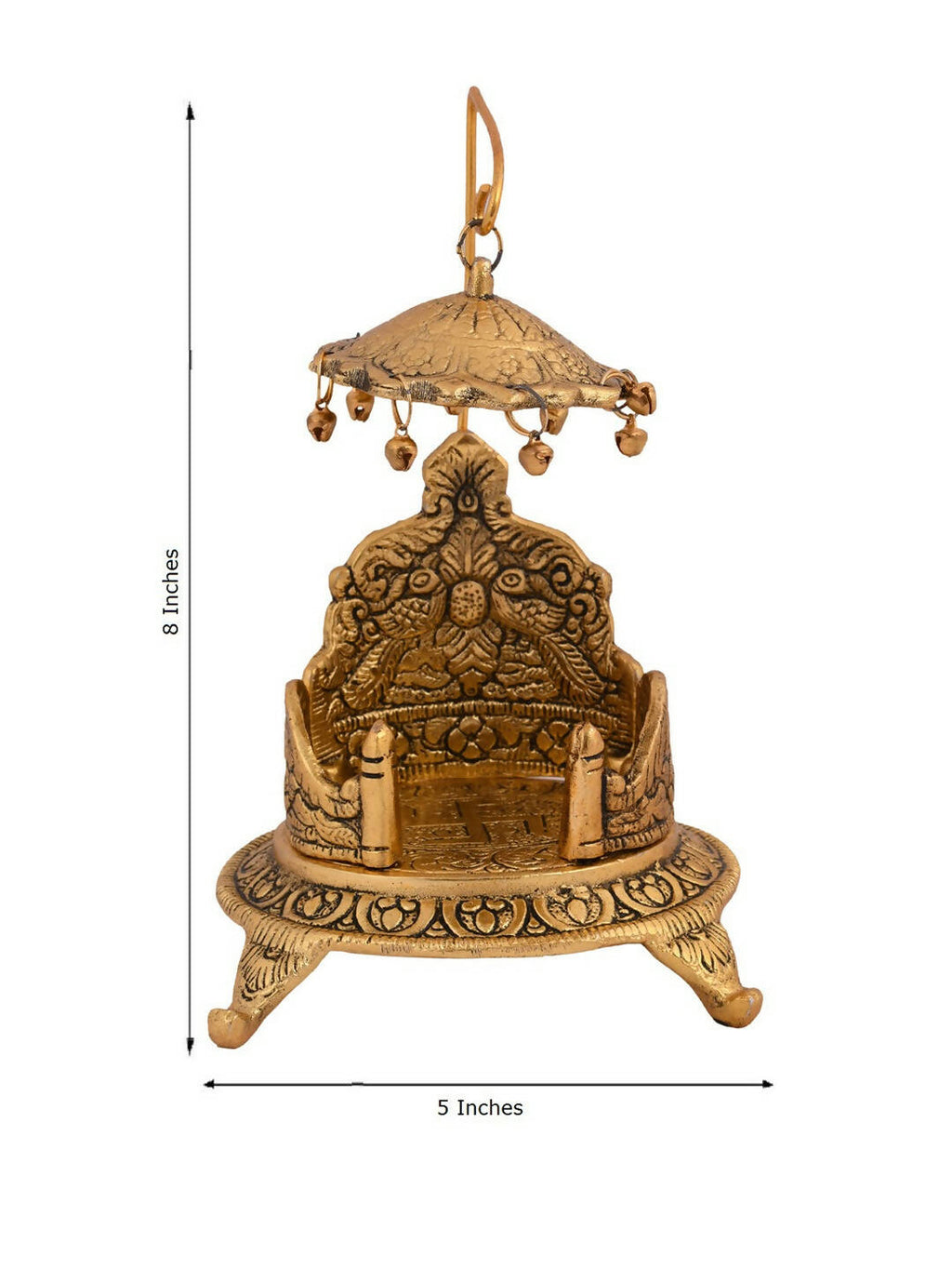 CraftVatika Gold-Polished Ladoo Gopal Singhasan/Pooja Chowki Showpiece | Grocsy