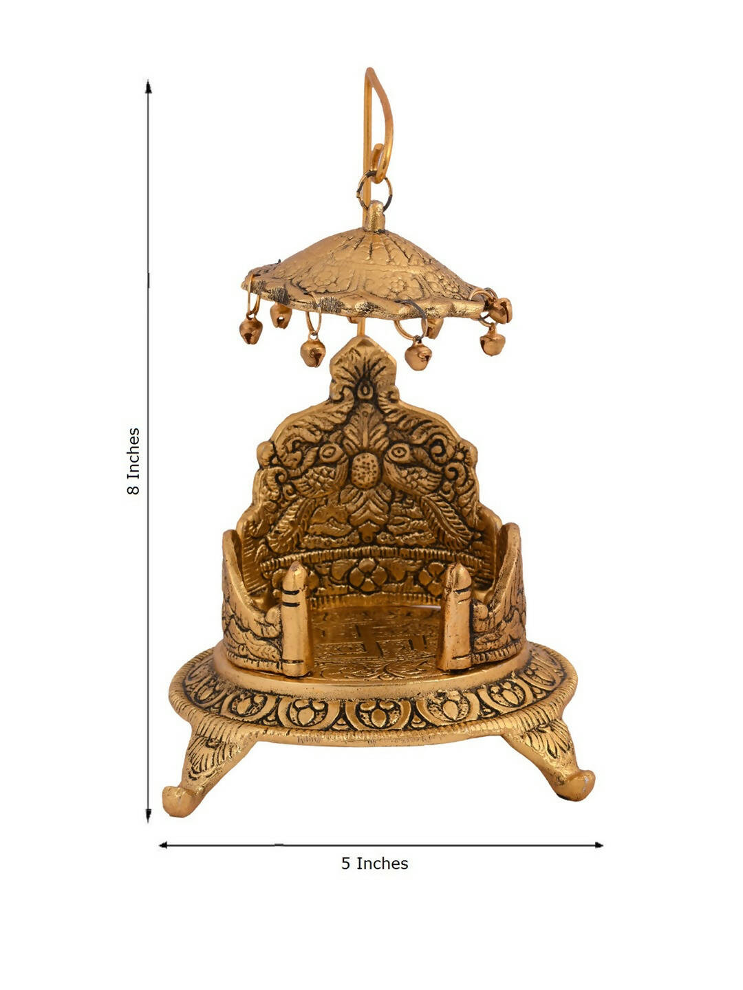CraftVatika Gold-Polished Ladoo Gopal Singhasan/Pooja Chowki Showpiece | Grocsy