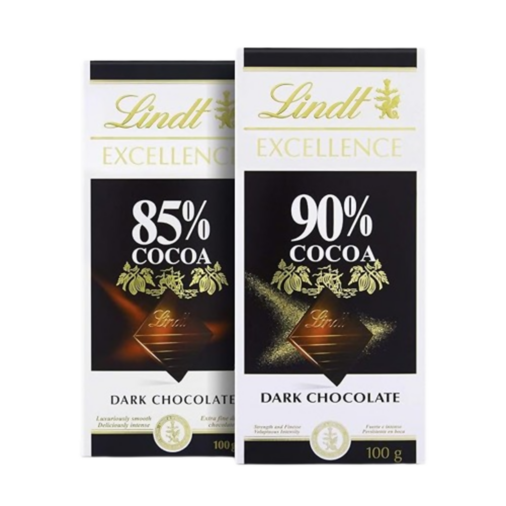 Lindt Excellence Dark 85% Cocoa Chocolate Bar and Lindt Excellence Dark 90% Cocoa Chocolate Bar | Grocsy