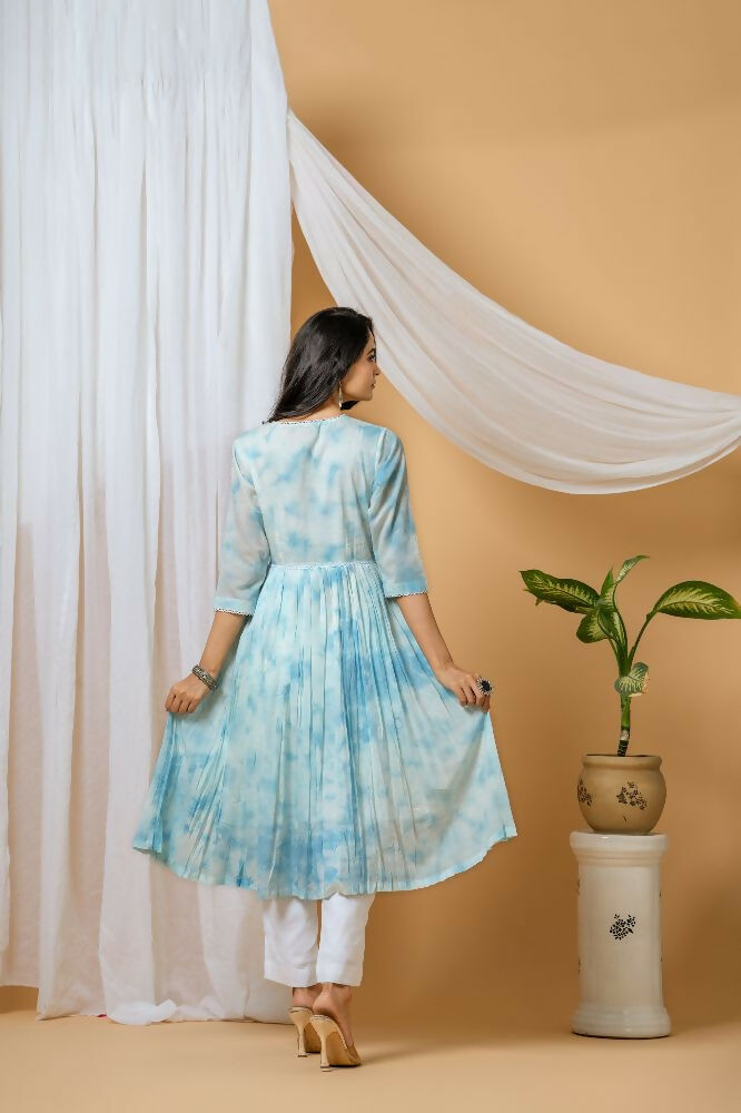 Joban Fashion Blue Tie & Dye Kurta Pant Set | Grocsy