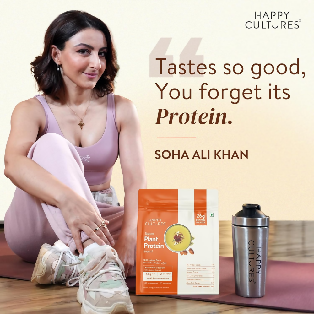 Happy Cultures 26g Tastiest Plant Protein| Kesar Badam Pista | Grocsy