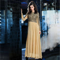 Cream Georgette Floral Embroidered A-line Kurti - Missy | Grocsy