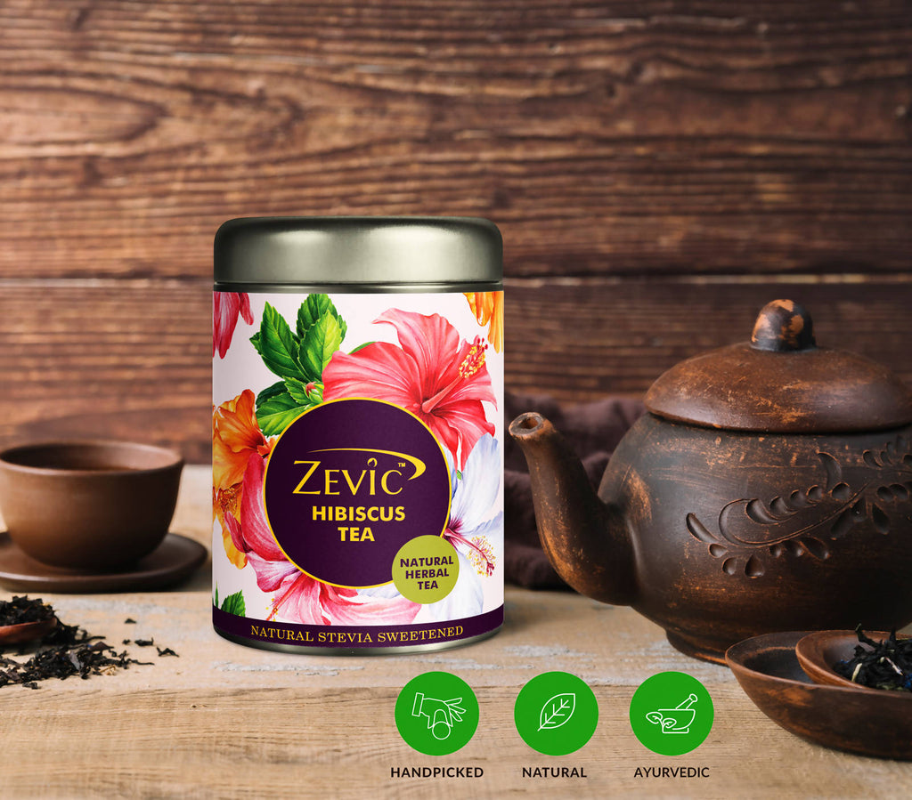 Zevic Premium Hibiscus Flowers Herbal Green Tea | Grocsy