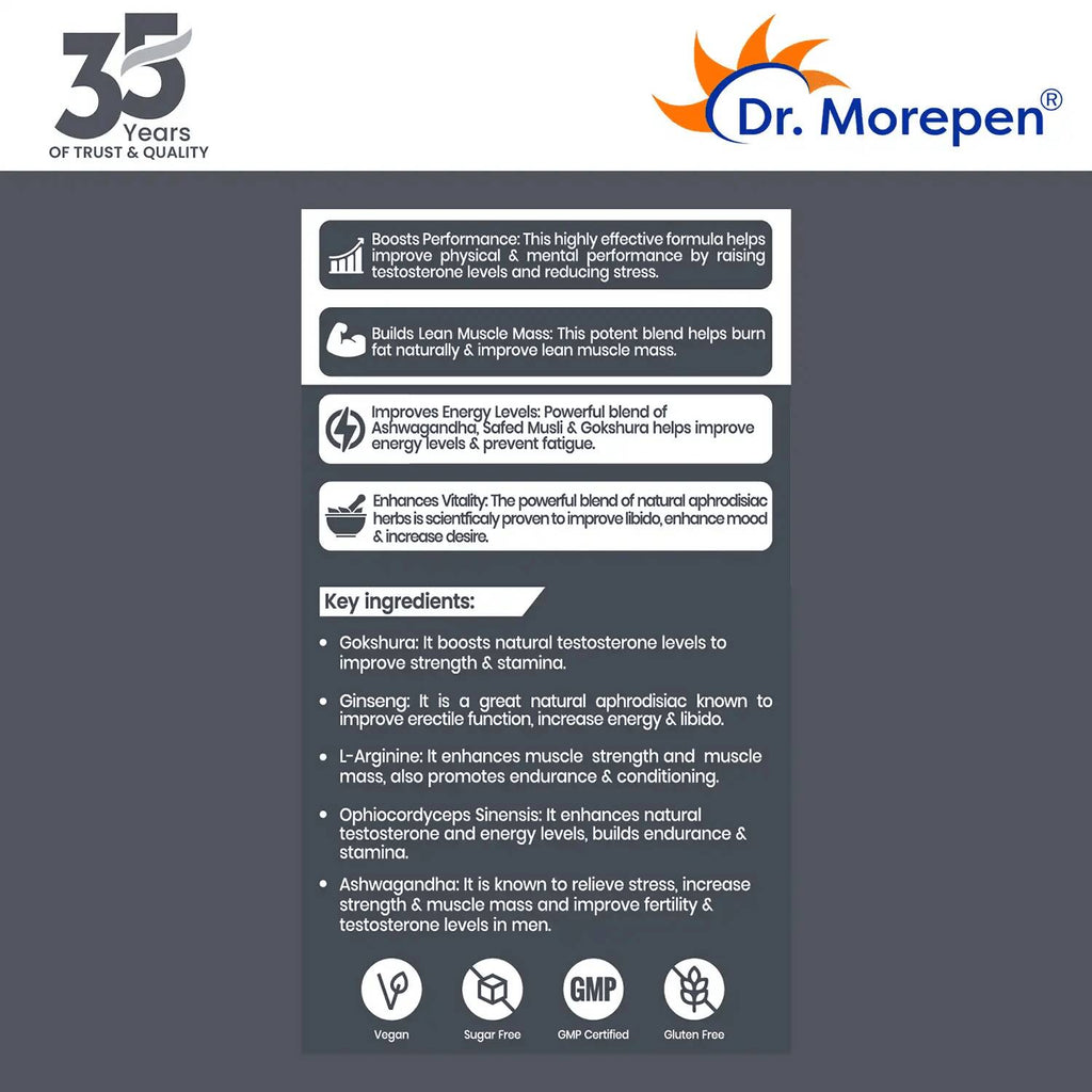 Dr. Morepen Testo Boost and Multivitamin Men Tablets Combo | Grocsy