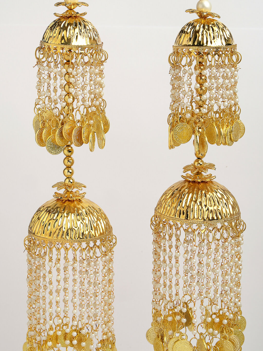 NVR Women's Pack Of 2 Gold-Polished & White Pearl Beaded Bridal Layered Heavy Kaleera Sets | Grocsy
